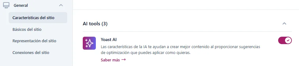 caracteristicas del sitio del plugin yoast seo