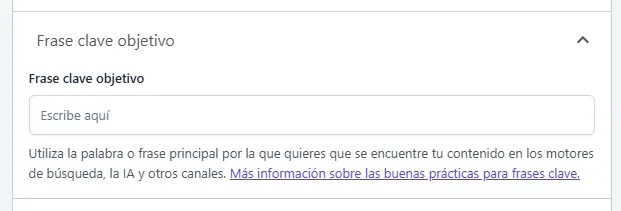 frase clave objetivo en yoast seo