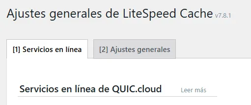 Ajustes generales de LiteSpeed Cache y QUIC.cloud